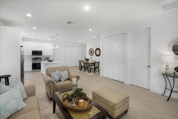 Dining room, Interior, Kitchen, Living room, Pendant Lights, Recessed Lighting, Stainless Steel Appliances