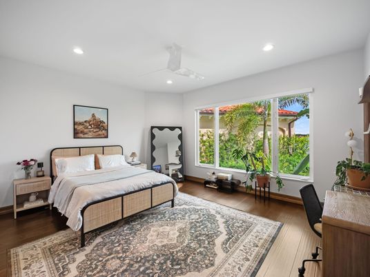 Bedroom, Home Office, Interior, Recessed Lighting, Wood Texture Flooring