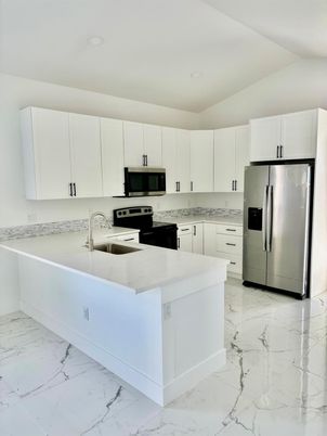 Interior, Kitchen, Marble, Recessed Lighting, Stainless Steel Appliances