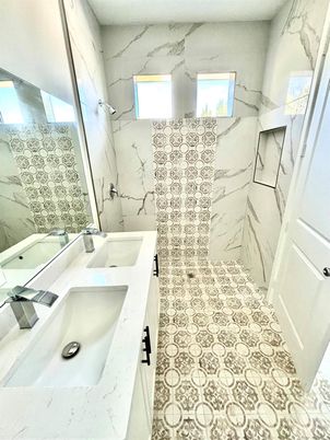 Bathroom, Dual Sink Vanities, Interior, Marble Walls