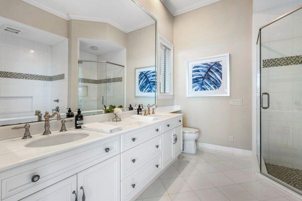 Bathroom, Dual Sink Vanities, Glass Shower, Interior
