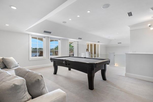 Billiard Table, Game Room, Interior, Recessed Lighting
