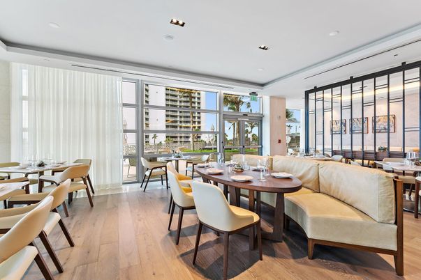 Dining room, Interior, Recessed Lighting, Wood Texture Flooring