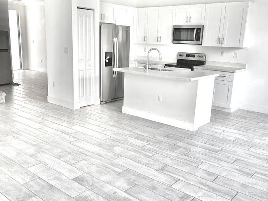 Interior, Kitchen, Stainless Steel Appliances, Wood Texture Flooring