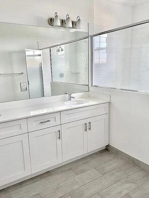Bathroom, Dual Sink Vanities, Interior, Wood Texture Flooring