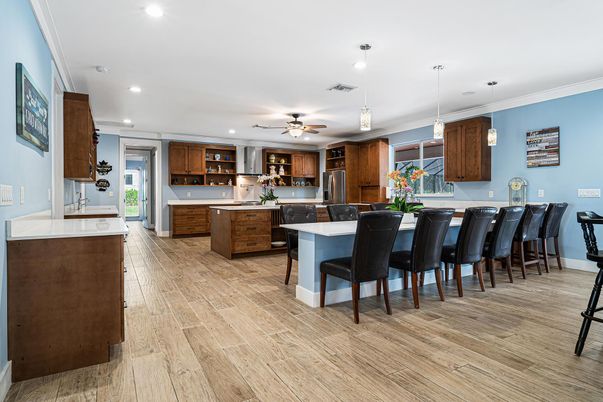 Interior, Kitchen, Pendant Lights, Recessed Lighting, Wood Texture Flooring