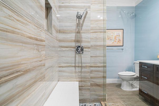 Bathroom, Glass Shower, Interior, Recessed Lighting