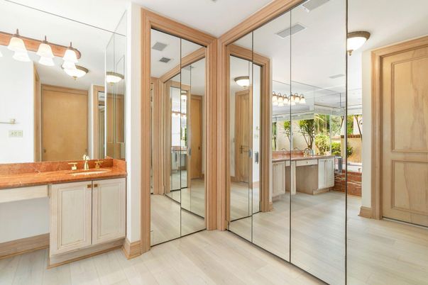 Bathroom, Glass Shower, Interior, Wood Texture Flooring