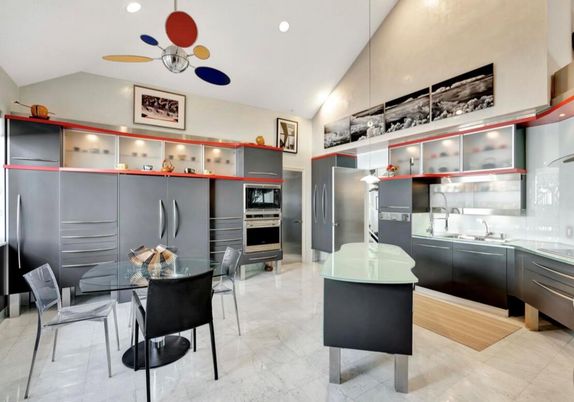 Dining room, Interior, Kitchen, Recessed Lighting, Stainless Steel Appliances