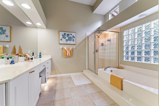 Bathroom, Glass Shower, Interior, Recessed Lighting