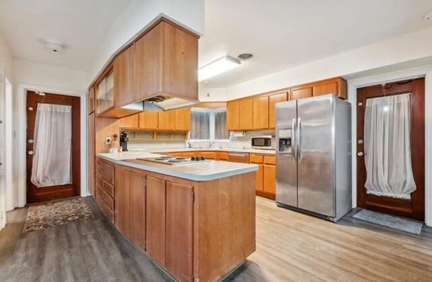 Interior, Kitchen, Stainless Steel Appliances, Wood Texture Flooring