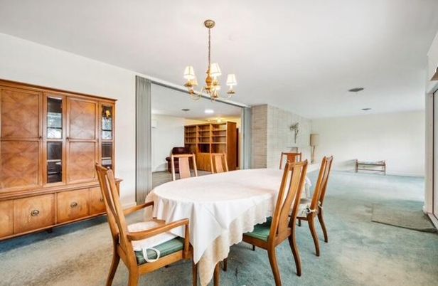 Chandelier, Dining room, Interior, Recessed Lighting, Stone Walls