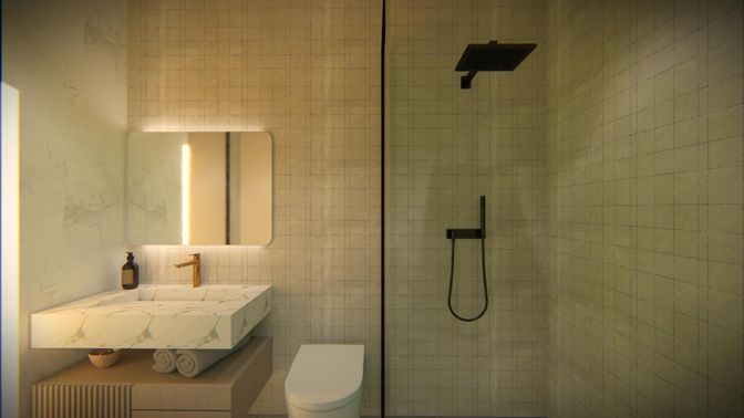 Bathroom, Glass Shower, Interior