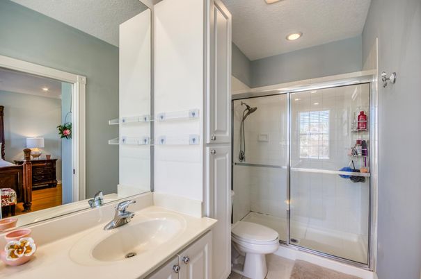 Bathroom, Glass Shower, Interior, Recessed Lighting