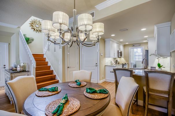 Chandelier, Dining room, Interior, Kitchen, Recessed Lighting, Wood Texture Flooring