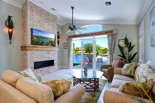 Fireplace, Interior, Living room, Stone Walls, Water