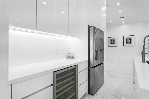 Interior, Kitchen, Marble, Recessed Lighting, Stainless Steel Appliances