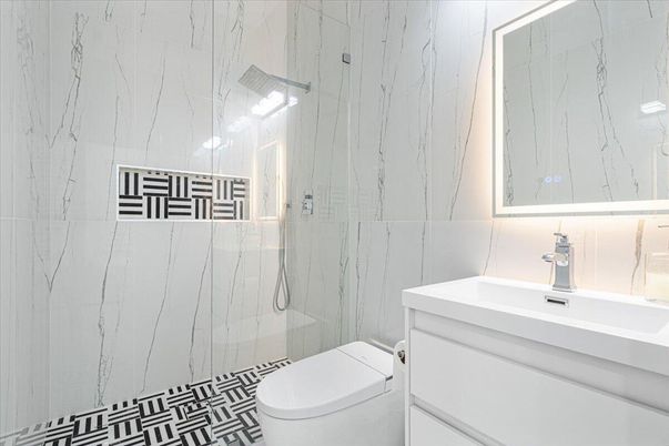 Bathroom, Glass Shower, Interior, Marble Walls