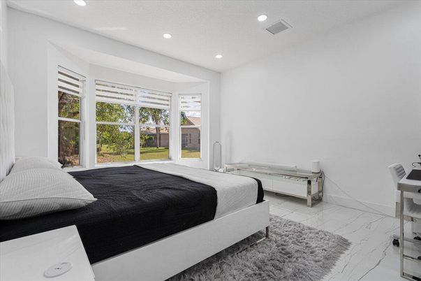 Bedroom, Interior, Marble, Recessed Lighting