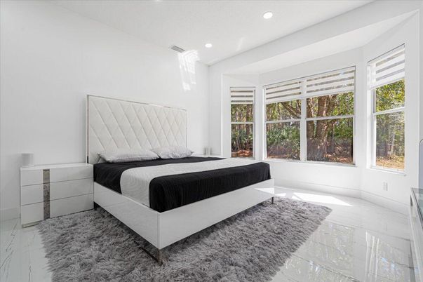 Bedroom, Interior, Marble, Recessed Lighting