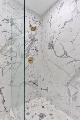 Bathroom, Glass Shower, Interior, Marble Walls