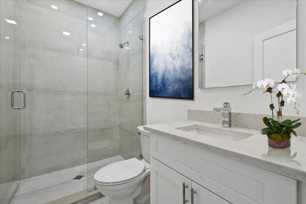 Bathroom, Glass Shower, Interior, Recessed Lighting