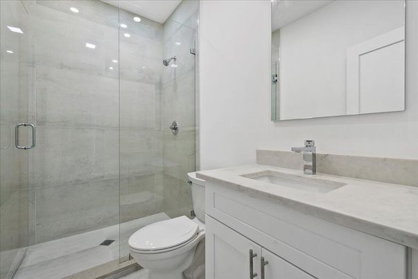 Bathroom, Glass Shower, Interior, Recessed Lighting