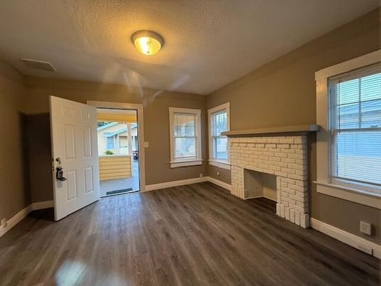 Empty room, Fireplace, Interior, Wood Texture Flooring
