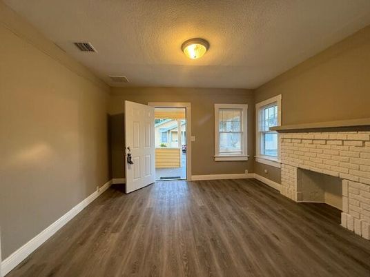 Empty room, Fireplace, Interior, Wood Texture Flooring