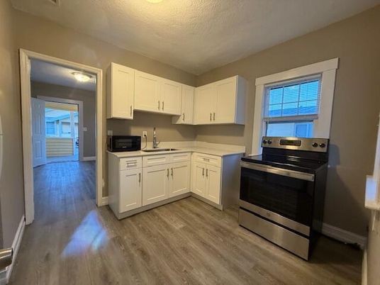 Interior, Kitchen, Stainless Steel Appliances, Wood Texture Flooring