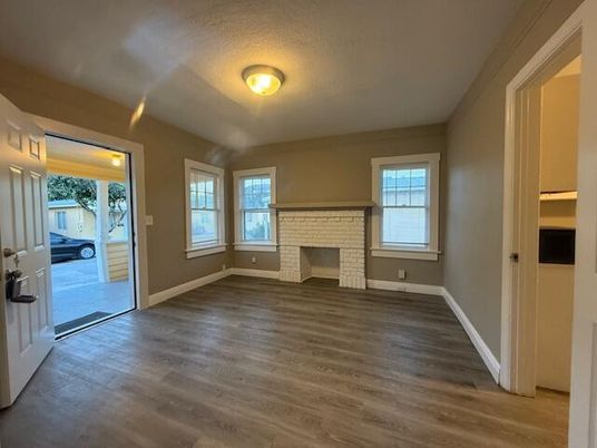 Empty room, Fireplace, Interior, Wood Texture Flooring
