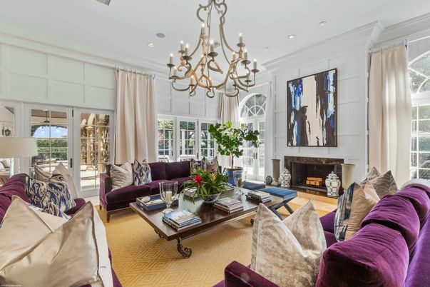 Chandelier, Fireplace, Interior, Living room, Recessed Lighting