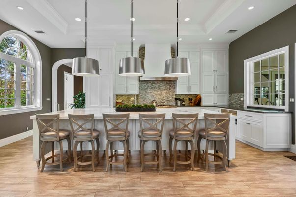 Interior, Kitchen, Pendant Lights, Recessed Lighting, Wood Texture Flooring