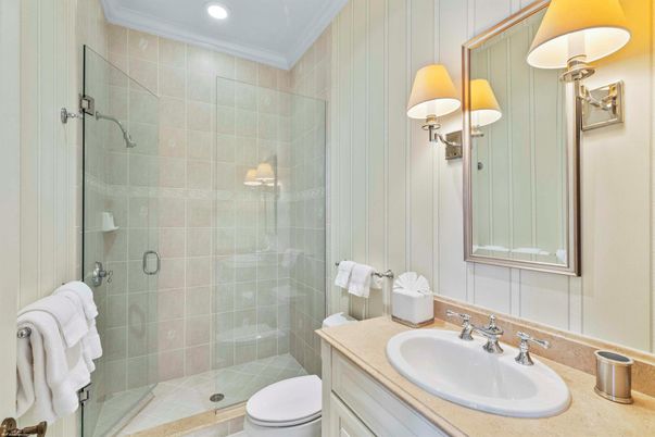 Bathroom, Glass Shower, Interior, Recessed Lighting