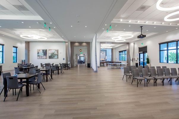 Dining room, Interior, Recessed Lighting, Wood Texture Flooring