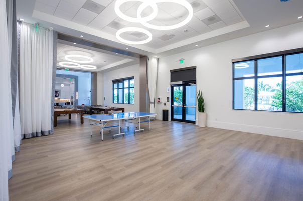 Game Room, Interior, Pendant Lights, Recessed Lighting, Wood Texture Flooring