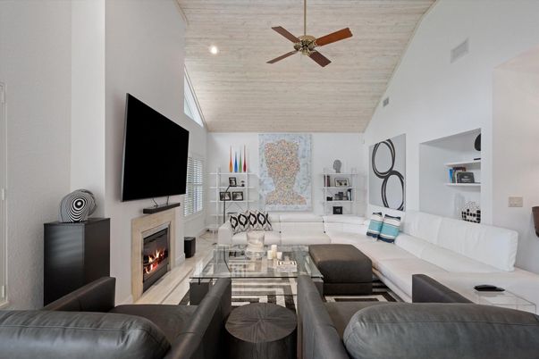 Fireplace, Interior, Living room, Recessed Lighting