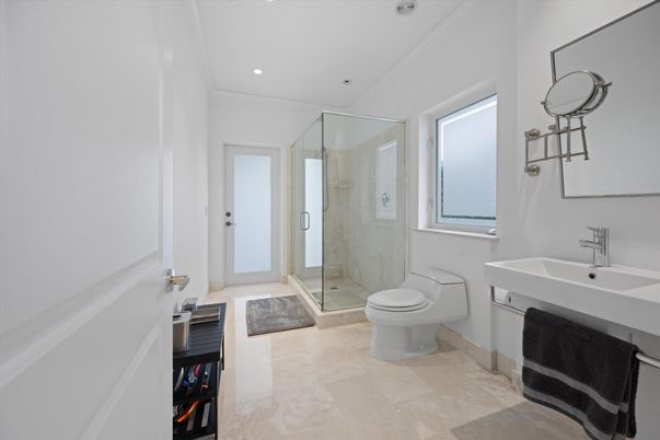 Bathroom, Glass Shower, Interior, Recessed Lighting