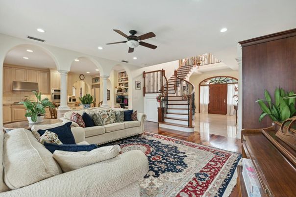 Interior, Kitchen, Living room, Recessed Lighting, Stainless Steel Appliances, Wood Texture Flooring