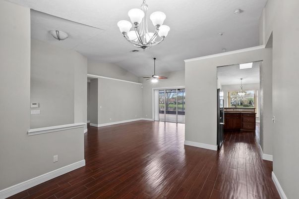 Chandelier, Empty room, Interior, Wood Texture Flooring