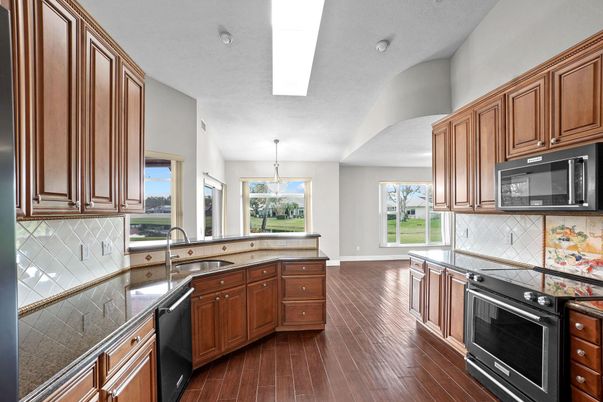 Interior, Kitchen, Pendant Lights, Wood Texture Flooring
