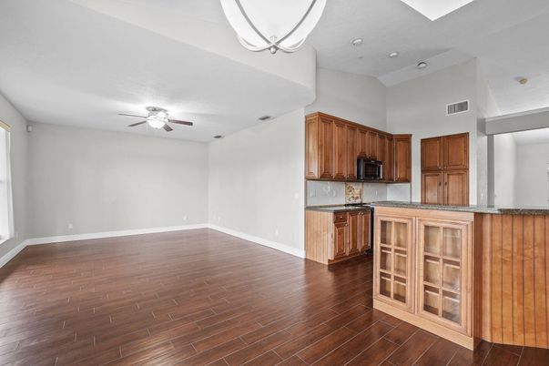 Interior, Kitchen, Recessed Lighting, Wood Texture Flooring