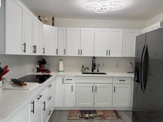 Interior, Kitchen, Pendant Lights, Wood Texture Flooring