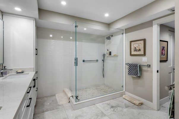 Bathroom, Glass Shower, Interior, Recessed Lighting
