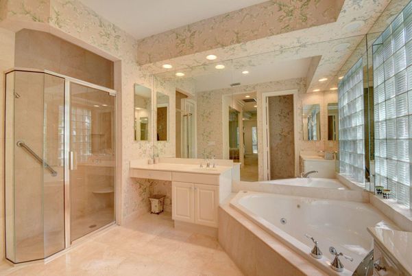 Bathroom, Dual Sink Vanities, Glass Shower, Interior, Recessed Lighting