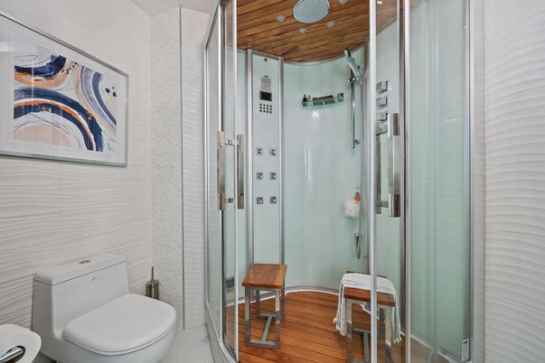 Bathroom, Interior, Wooden Ceilings, Wood Texture Flooring