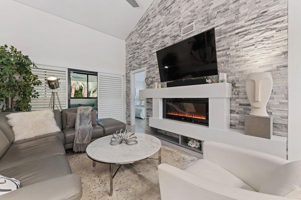 Fireplace, Interior, Living room, Stone Walls