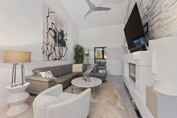 Fireplace, Interior, Living room, Stone Walls, Wood Texture Flooring