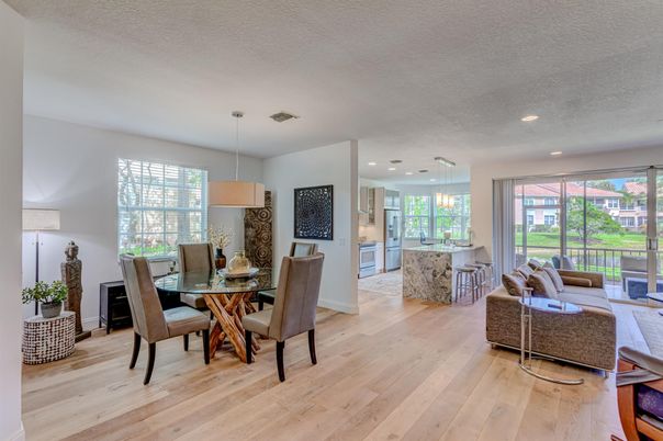 Dining room, Interior, Kitchen, Living room, Pendant Lights, Recessed Lighting, Wood Texture Flooring