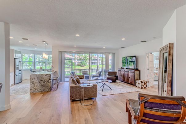 Interior, Kitchen, Living room, Pendant Lights, Recessed Lighting, Wood Texture Flooring